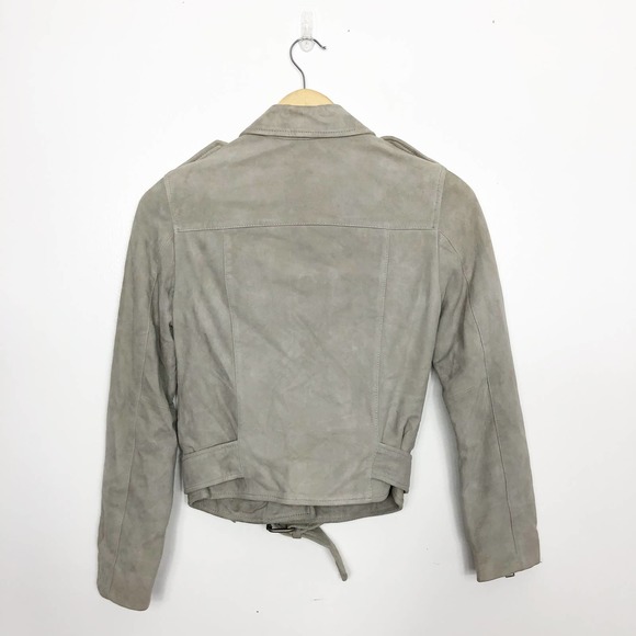 All Saints Gray Leather Jacket - Picture 5 of 10